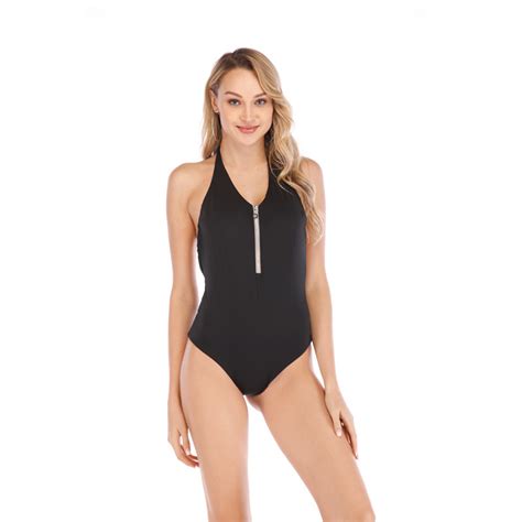 One Piece Sexy Zipper Solid Backless One Piece Bikini Swimwear And Women Swimwear Price