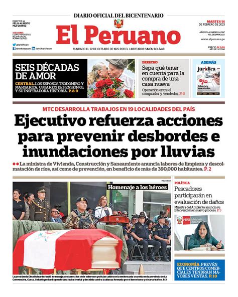 Diario El Peruano on Twitter Buenos días Esta es la portada de hoy