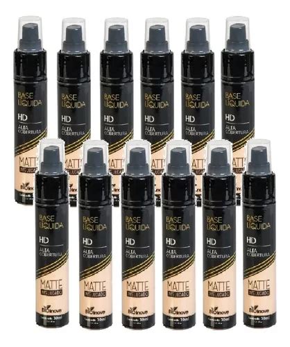 Kit 12 Base Líquida Matte Alta Cobertura Bio Inove Nude Parcelamento sem juros