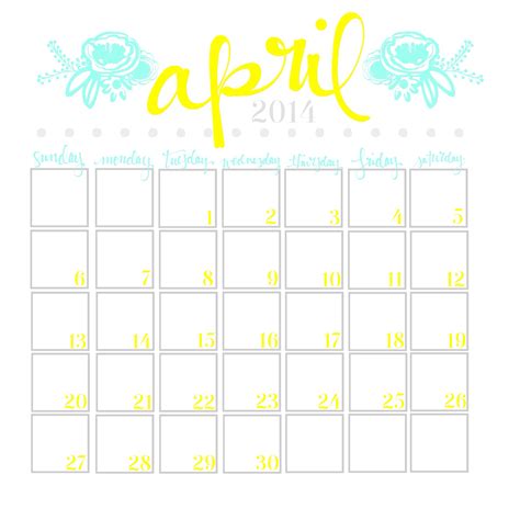 BLISSFUL ROOTS: April Calendar