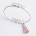 Bracelet Cuir Blanc Triple Coeur Anne Louise Colrat