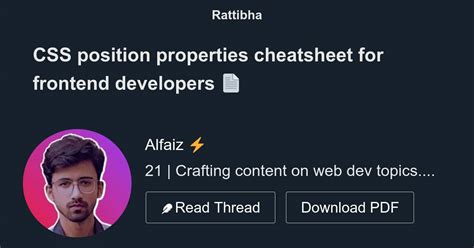 CSS Position Properties Cheatsheet For Frontend Developers Thread