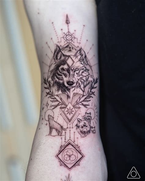 Fine Line Wolf Spirit Tattoo Art by Premier LA Tattoo Artist — 1MM ...
