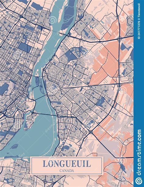 Longueuil Canada Breezy City Map Stock Illustration Illustration Of