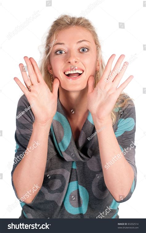 Cute Blonde Posing On White Background Stock Photo Shutterstock