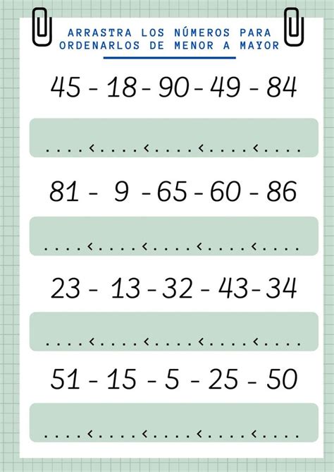 Ejercicio De Ordenar De Menor A Mayor Matematicas Aprender El