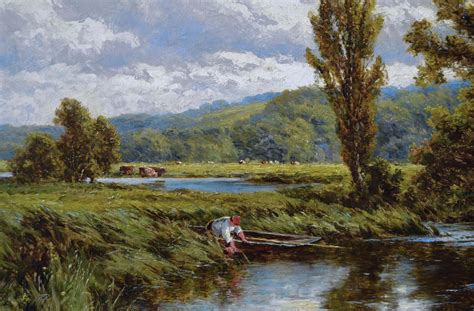 Henry H Parker 19th Century River Landscape Oil Painting Near