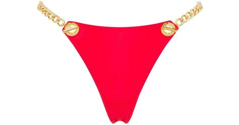 Moschino Chain Strap Bikini Bottom In Red Lyst