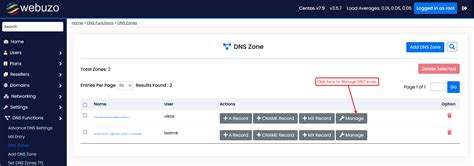 DNS Zones – Webuzo