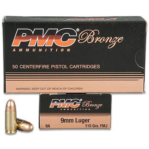 Pmc Bronze 9mm Luger 115 Gr Fmj 50 Cartridges