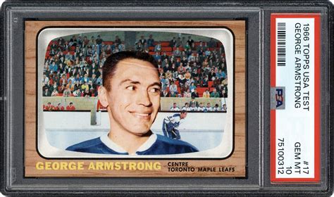 Topps Usa Test Hockey George Armstrong Psa Gem Mt One Of