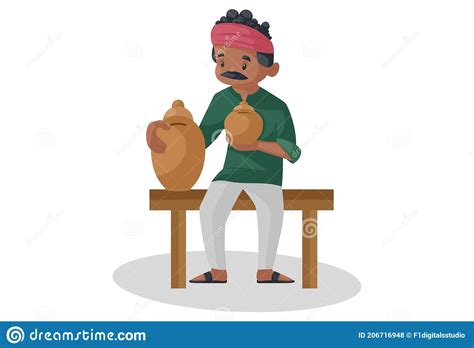 Vector Graphic Illustration Of Indian Potter Stock Vector