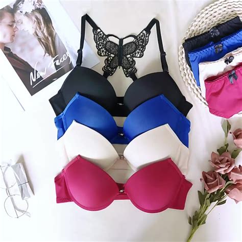 Front Closed Lace Lingerie Underwear Set 2pcs Women Bra Butterfly