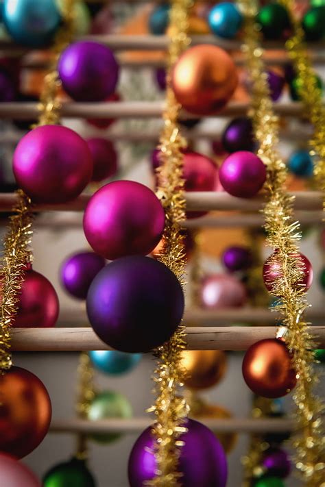 Balls Tinsel Decorations Colorful New Year Christmas Hd Phone