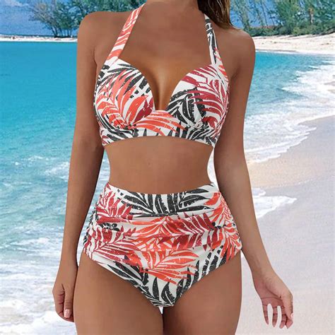 IDALL Bikini Sets Bathing Suit New Split Swimsuit Women S Fashion Sexy Gather Chest Bikini