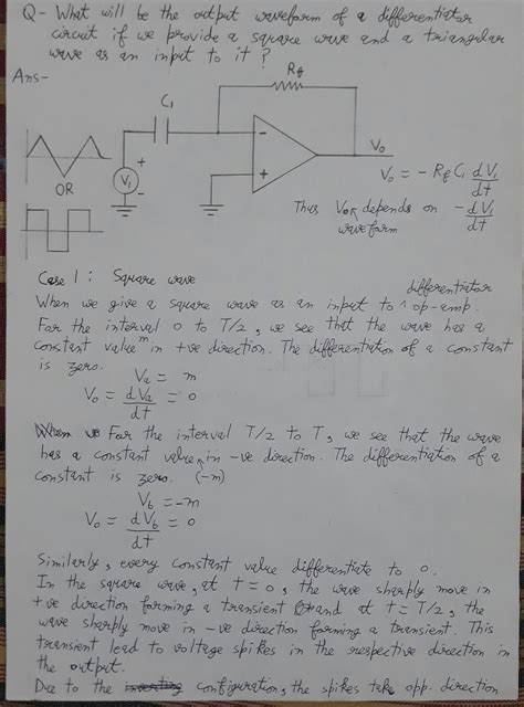 Solution Differentiation Of Square Wave And Triangular Wave By Op Amp Differentiator And Their