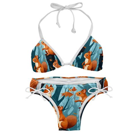 Squirrel Women S Bikini Set With Detachable Sponge And Adjustable Strap Two Pack Ideal For