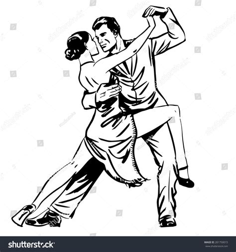 Man Woman Dancing Couple Tango Retro Stock Vector Royalty Free