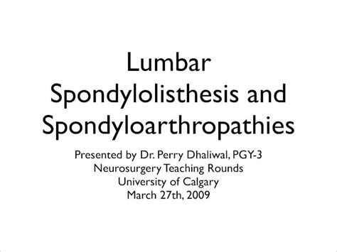 Pdf Lumbar Spondylolisthesis And Spondyloarthropathies · 1