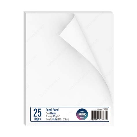 Papel Bond Tamaño Carta Blanco 75 g m² Paquete de 25 Hojas