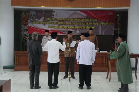 Pemerintah Kabupaten Rembang Lantik Pejabat Jptp Administrator Dan