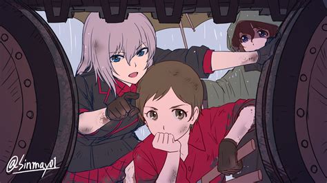 Itsumi Erika Akaboshi Koume And Kojima Emi Girls Und Panzer Drawn