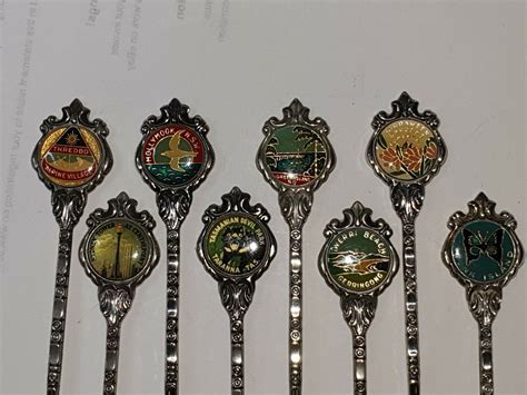 SOUVENIRS SPOONS SILVER PLATED BY STUART 8pcs 15 SUPERB CONDITION