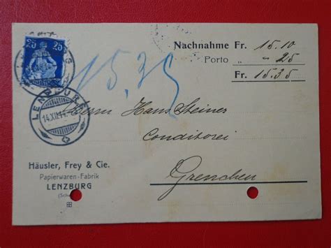 Vollstempel Dokument 1914 HELVETIA 25 LENZBURG GRENCHEN Kaufen