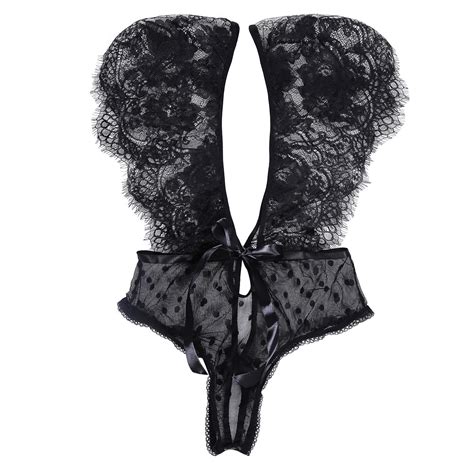 Wreesh Womens Lace Slip Lingerie Bodysuit Set Lingerie Cool Girl