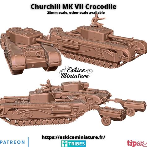 3d Printable Churchill Mkvii Crocodile 28mm By Eskice Miniature Aron