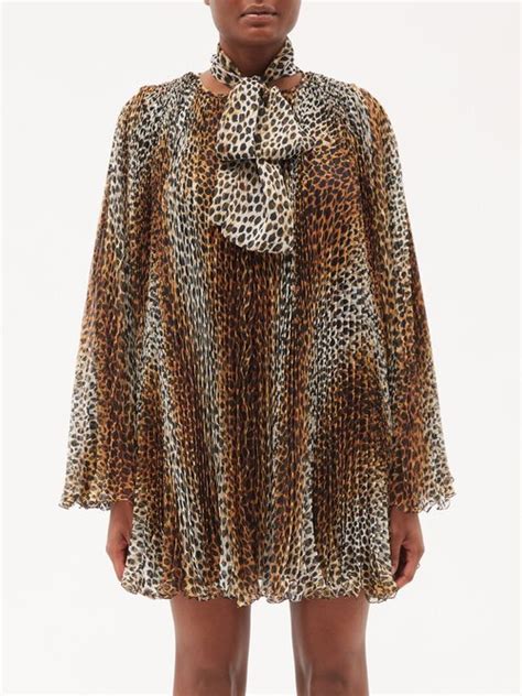 Buy Dolce And Gabbana Print Plissé Chiffon Mini Dress Leopard At 65