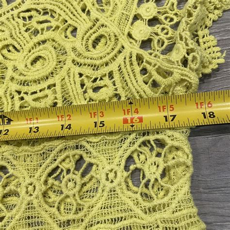 Cato Women S Size Large L Crocheted Lace Fringe Top Shirt Blouse Yellow