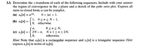 Solved 3 3 Determine The Z Transform Of Each Of The