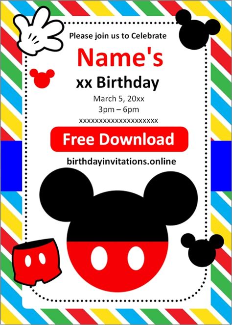 Mickey Mouse Invitations Birthday Invitations