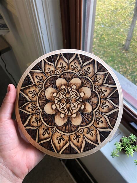 Mandala wood burning | Etsy