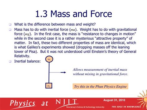 Ppt Physics 430 Lecture 1 Mass Force Newton’s Laws Powerpoint Presentation Id 275637