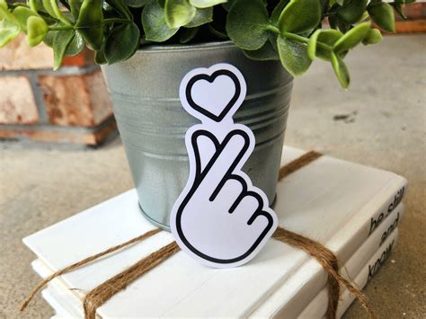 Finger Heart Sticker K Drama Sticker Korean Stickers Heart Etsy