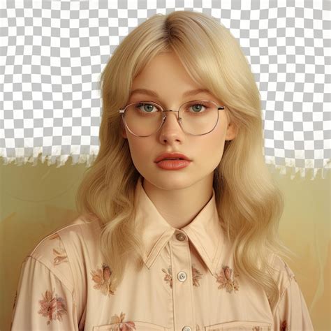 Premium PSD Captivating Slavic Photographer Blonde Focused Stylish In Glasses