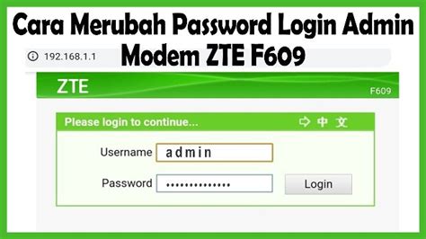 F609 Login Cara Login Username Password Dan Reset Modem ZTE F609