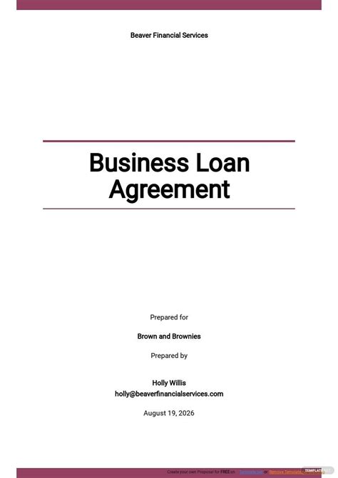 Free Sample Business Loan Agreement Template - Google Docs, Word, Apple ...