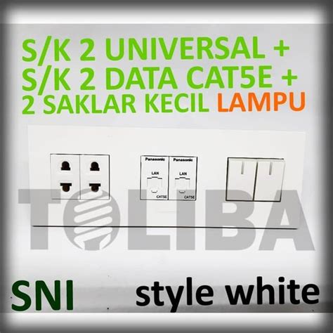 Jual Saklar Seri Lampu 2 Stop Kontak Universal 2 Stopkontak Data Cat5e