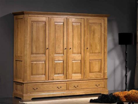 Armoire rustique Honorine 4 portes en chêne 2 tiroirs Meubles Bois