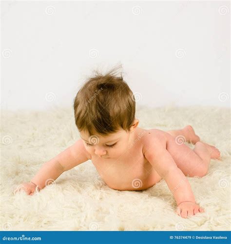 Adorable Baby Girl Naked Stock Image Image Of Back Tummy