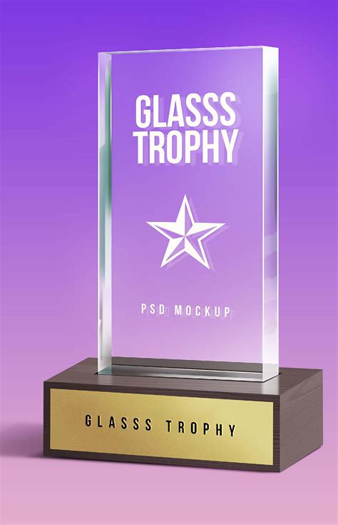 Glass Trophy Gift Mockup Psd