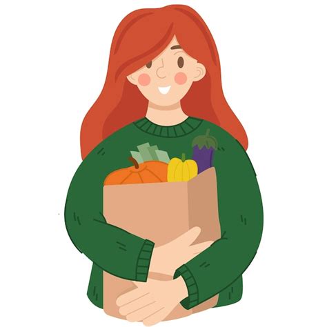 Mujer Sosteniendo Una Bolsa De Papel Con Verduras Veganuary World