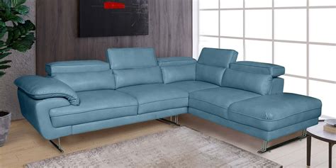 Buy Haiden Leatherette LHS Sectional Sofa In Sky Blue Colour At 26 OFF