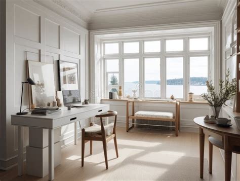 Stylish Room Interior With Modern Comfortable Workplace Generative Ai