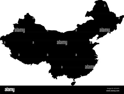 China Solid Black Silhouette Map Of Country Area Simple Flat Vector