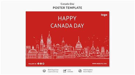 Folheto De Modelos De Cartaz Feliz Dia Do Canad Psd Premium