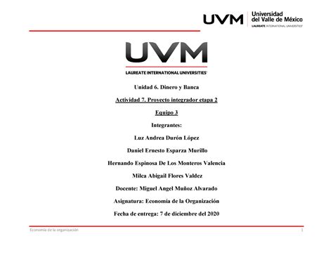 Unidad 6 Dinero Y Banca Actividad 7 Proyecto Integrador Etapa 2